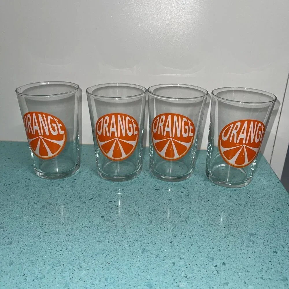Luminarc Mcm Vintage Glass Set of 4 Orange Slice Juice